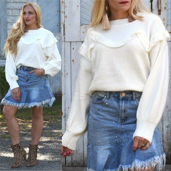 MODA ME COUTURE Sweaters - STEPH Cream Knit Sweater
